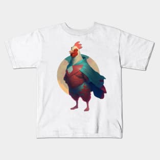 A Chicken in a Cape being a Super Hero - for poultry lovers Kids T-Shirt